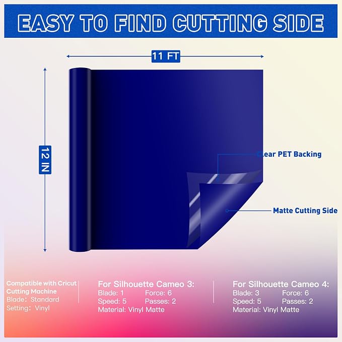 HTVRONT Blue Permanent Vinyl, Silhouette, Scrapbooking, Die Cutters