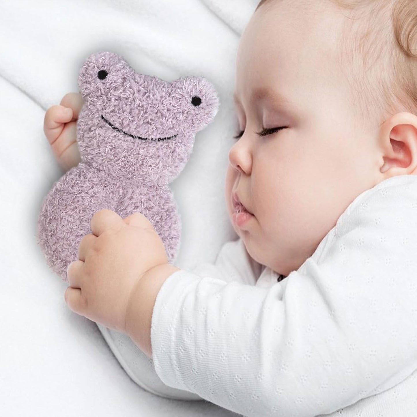Baby Frog Soft Rattle Toy, Plush Frog Infant Shaker Rattle Easy-Grasp Stuffed Animal Toy, Gifts for Newborns Babies Toddlers Boys Girls, Purple, 6 Inches