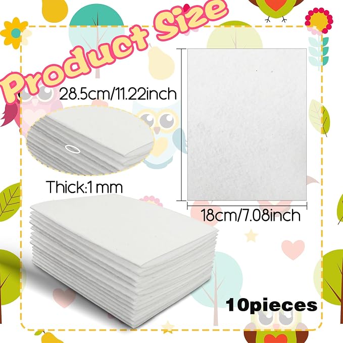 10Pcs Felt Sheets Fabric, 1mm | Polyester,