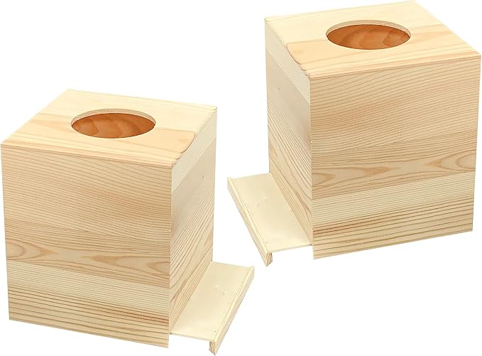 2-Pack Wooden Square Tissue Box Cover
