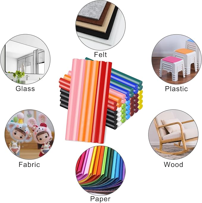 Manarty Colored Hot Glue Stick, Adhesive EVA Glue Sticks