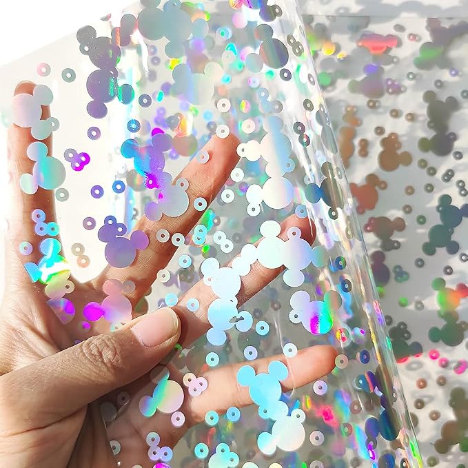 HYANG Transparent Mouse PVC Super Clear Holographic Vinyl Faux Leather Sheets 1