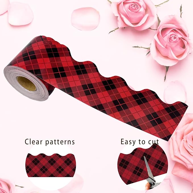 69 Ft Valentine's Day Bulletin Board Borders, Buffalo Plaid Bulletin Board