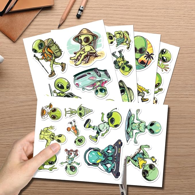 Funny Alien Lifestyle Stickers Pack 50Pcs Cool Vinyl Decals
