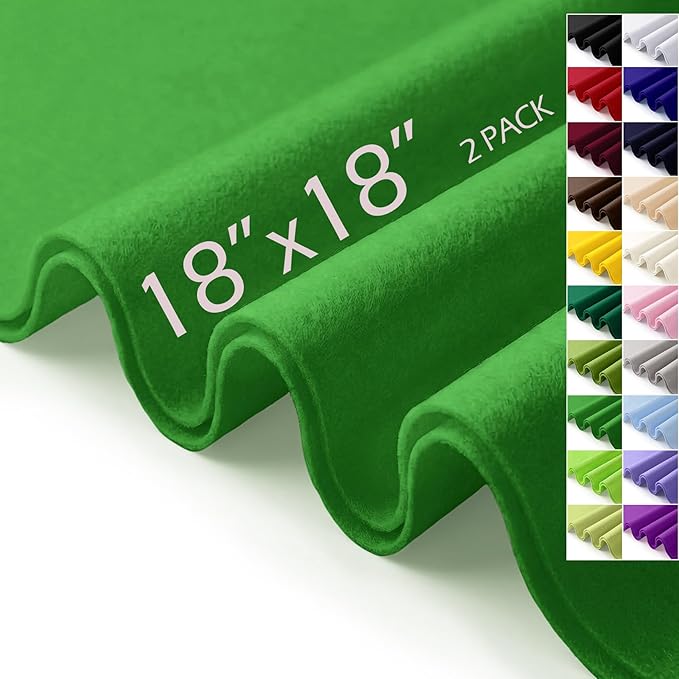 Emerald Green Felt Fabric Sheets 18" x 18" 1.6mm Soft Craft Felt | Soft Precut