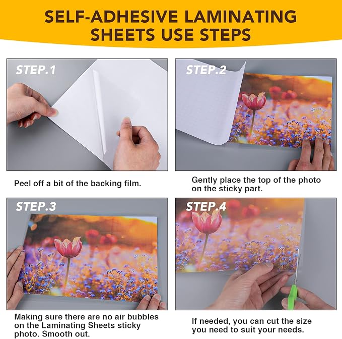 RowinsyDD 40 PCS Self Laminating Sheets, Self Adhesive Laminating Sheets | 8.5
