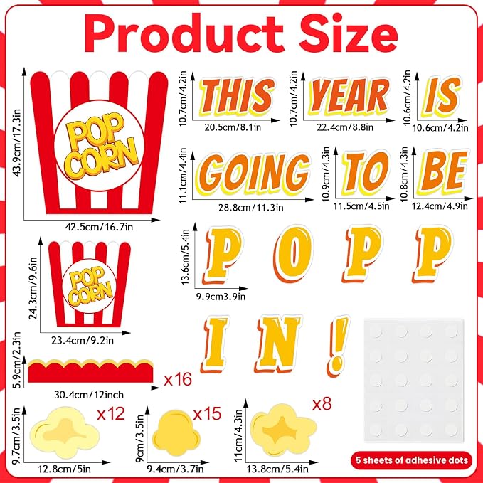 Popcorn Bulletin Board for Classroom Decorations Happy New Year Classroom