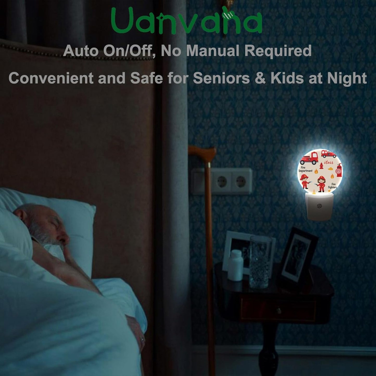 Fireman Night Light Firefighter Fire Alarm Fire Truck Safety Night Lights Plug into Wall 0.5W LED Lighting Auto on/Off for Hallway Stairway Kitchen Bedroom