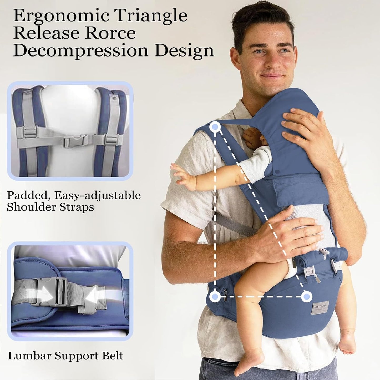 Baby Carrier Newborn to Toddler Baby Carriers with Seat Infant Baby Holder Backpack Baby Carriers Front and Back for Carrying and Hiking (Blue-Grey)