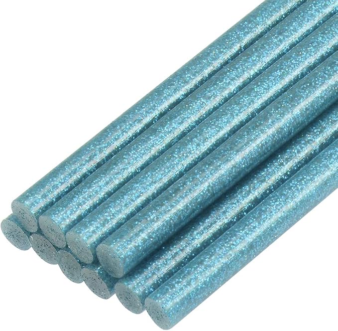 uxcell Mini Hot Glue Sticks for Glue Gun 0.27-inch x 4-inch Blue Glitter 10pcs
