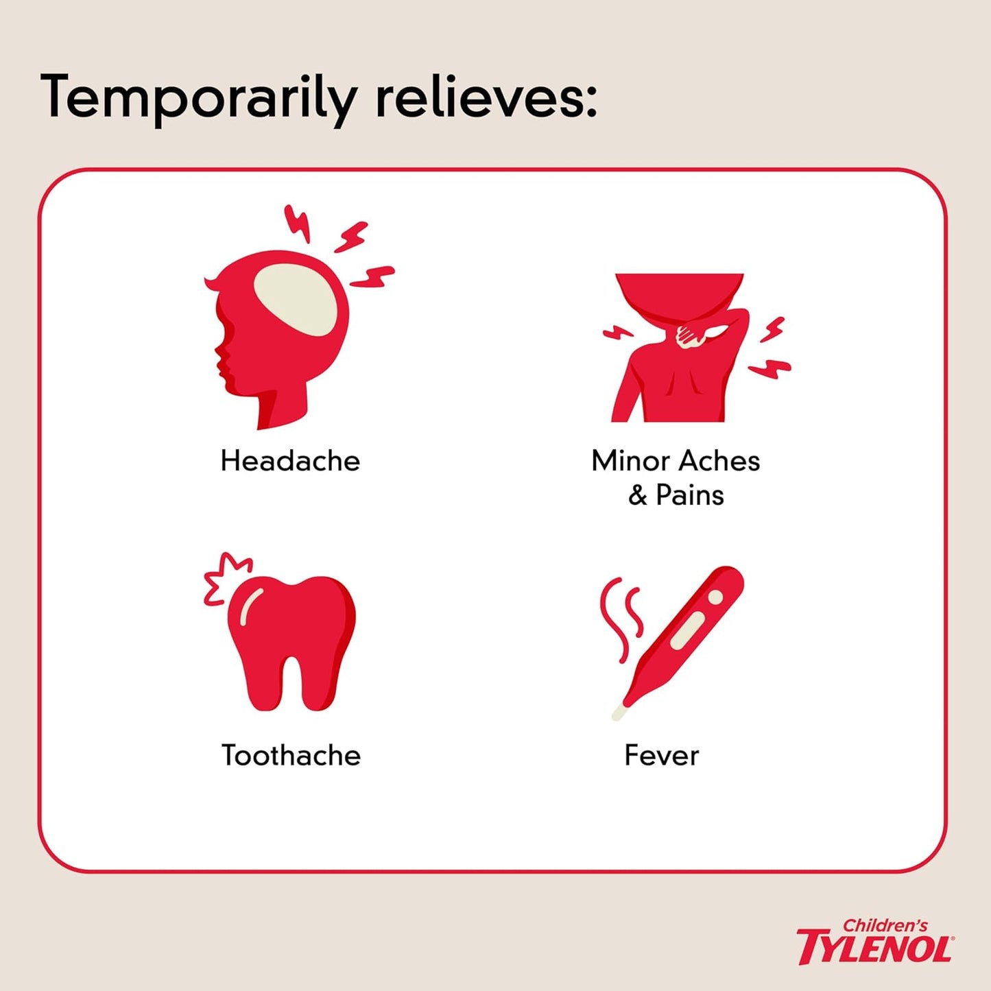 Children's Tylenol Liquid Pain Relief & Fever Medicine, Oral Suspension, Dye-Free, Acetaminophen, No Aspirin, No Ibuprofen, No High Fructose Corn Syrup; Cherry Flavor, 8 fl. oz.; Pack of 1