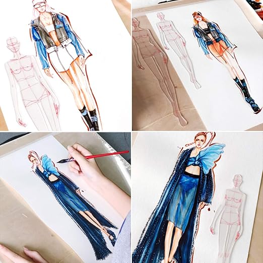 Update 4PCS Fashion Drawing Ruler, French Curve Ruler Sewing Humanoid Patterns