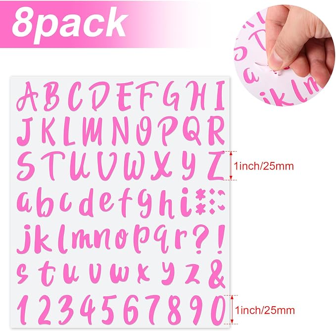 Outus 576 Pcs 8 Sheets Letters Stickers Vinyl Alphabet Number Decals Back to