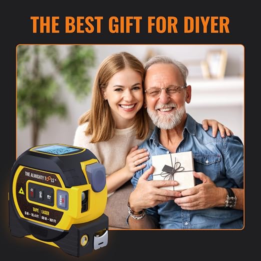 The Almighty Ruler Laser Tape Measure | Laser Distance Measurer, Heavy-Duty Tool
