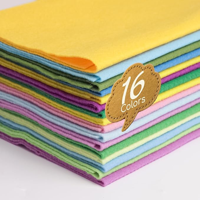 16 Pcs 8x18in Soft Felt Fabric Sheets, 16 Assorted Macarone Colors Felt Pack