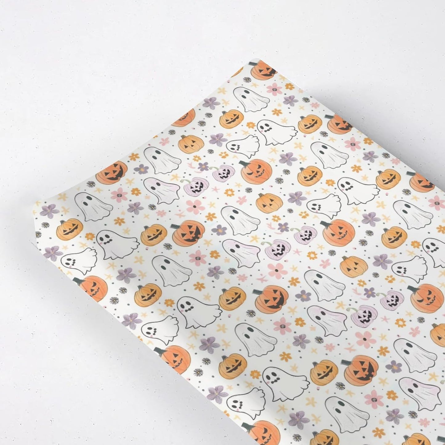 Cartoon Halloween Floral Pumpkin Flowers Pattern Baby Changing Pad Cover, Unisex Fall Winter Holiday Nursery Diaper Changing Table Pad Mat Sheet for Boys Girls-16x32