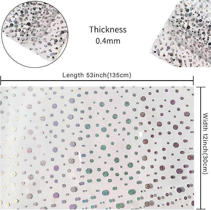 HYANG Transparent Circular PVC Super Clear Holographic Vinyl Faux Leather