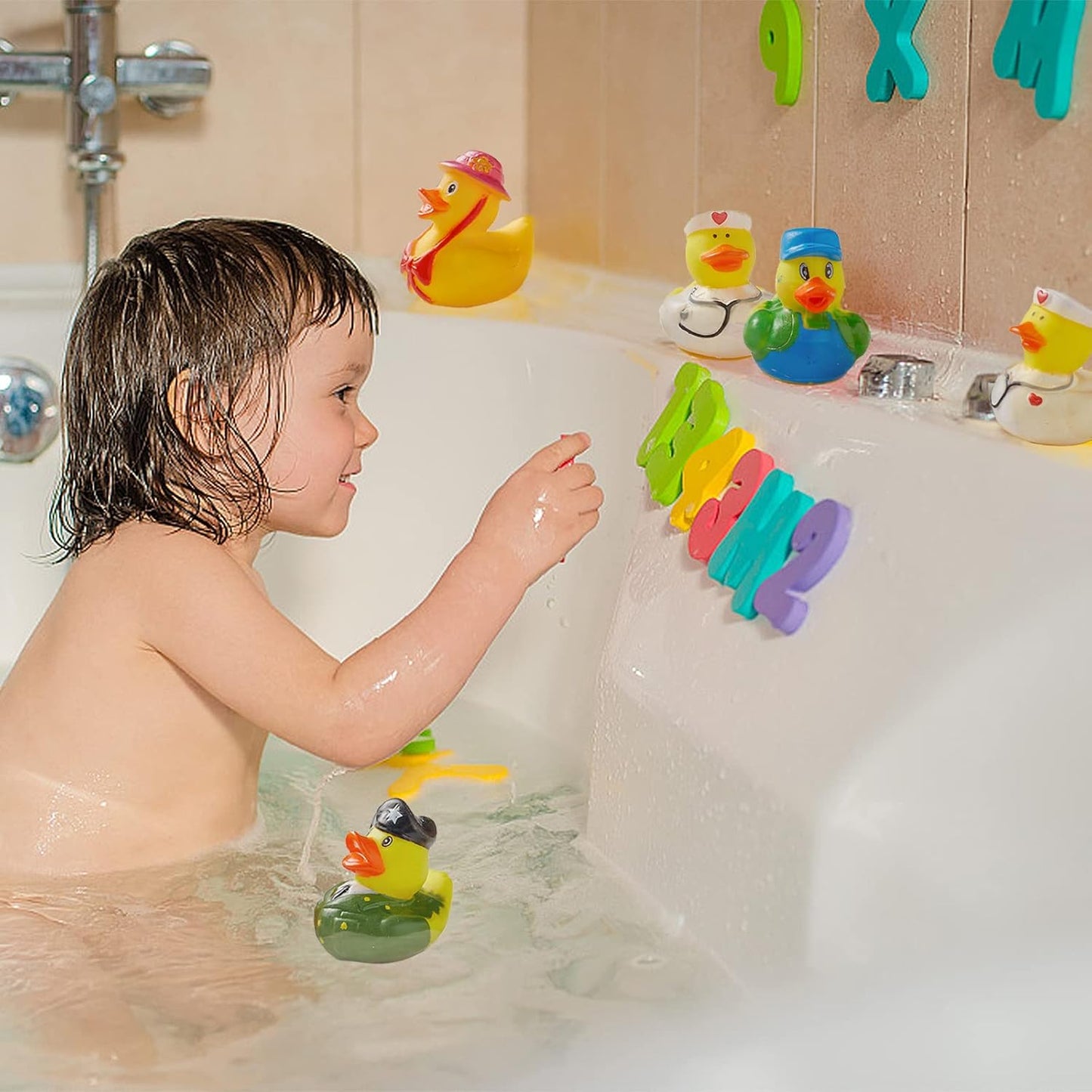 50 Pack Rubber Duck for Jeeps Ducking - 2" Bulk Floater Duck for Kids - Baby Bath Toy Assortment - Party Favors, Birthdays, Bath Time, and More (50 Varieties)