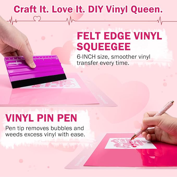 TECKWRAP Pink Permanent Vinyl Sheets – 12" x 12" 16 Assorted Colors