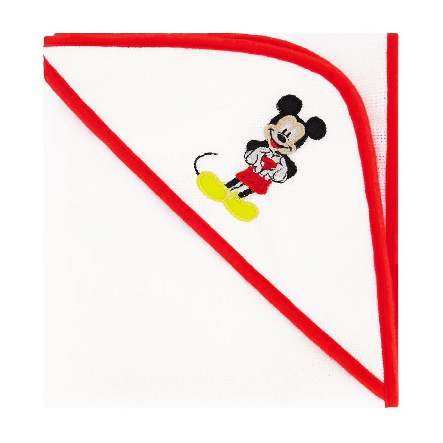 Disney Cudlie Baby Boy Mickey Mouse 2 Pack Rolled/Carded Hooded Towels in Happy Place Print