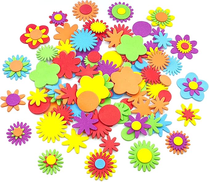340PCS Foam Flower Stickers, Spring Theme Puffy Shapes Materials |
