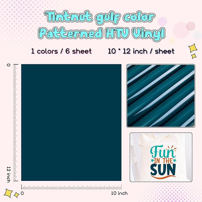 Tintnut Gulf Color Heat Transfer Vinyl, easy cut & weed, stretch washable