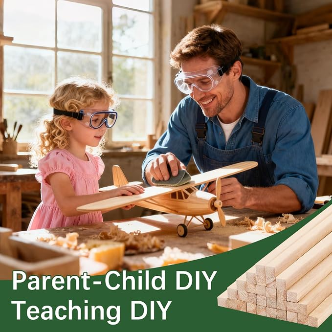24 Pcs Balsa Wood Sticks 1/2 x 1/2 x 12 Inch balsa Wood Strips Hardwood Square