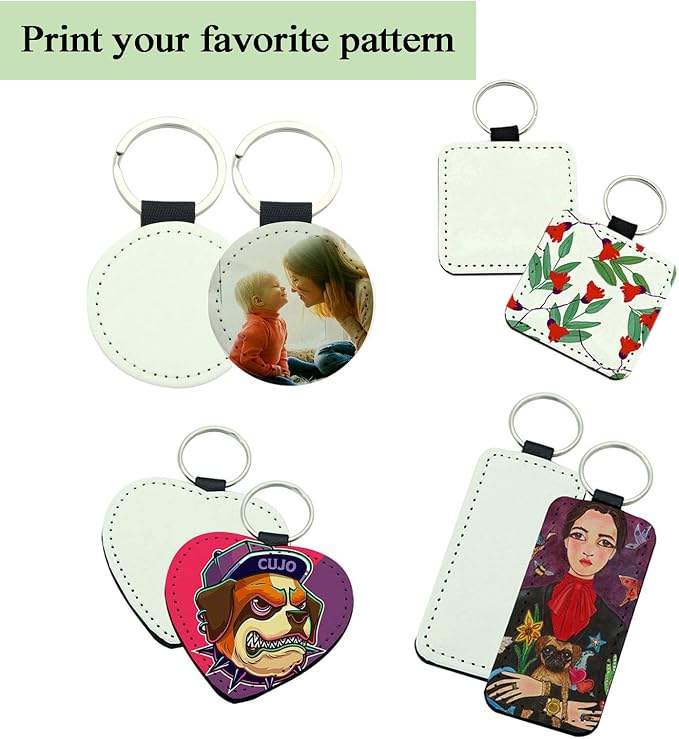12 Pcs Sublimation Blank Keychains, PU Leather White Keychains Ornament Pendants