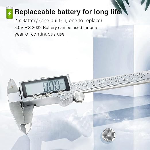 Digital Caliper Measuring Tool, IP54 Waterproof Stainless Steel Vernier Caliper