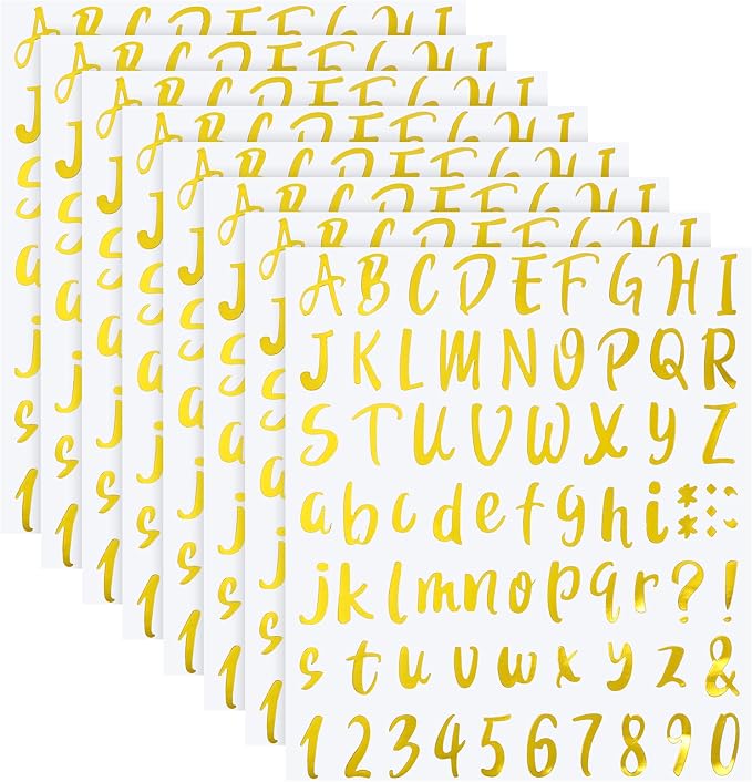 Outus 576 Pcs 8 Sheets Letters Stickers Vinyl Alphabet Number Decals Back to
