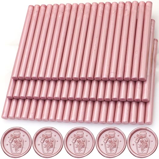 60pcs Wax Seal Sticks, Rose Gold Sealing Wax Sticks, HOSEALING Glue Gun Wax
