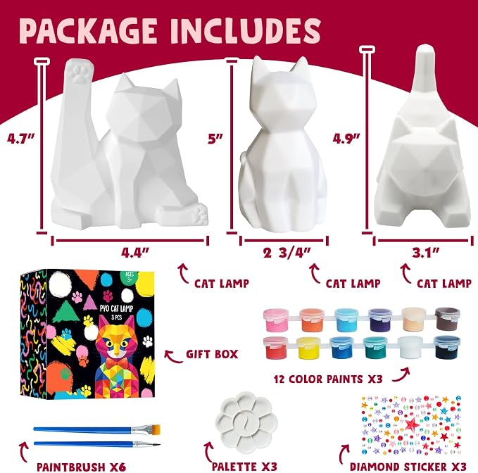 Goody King Paint Your Own Cat Lamp Art Kit, Arts & Crafts