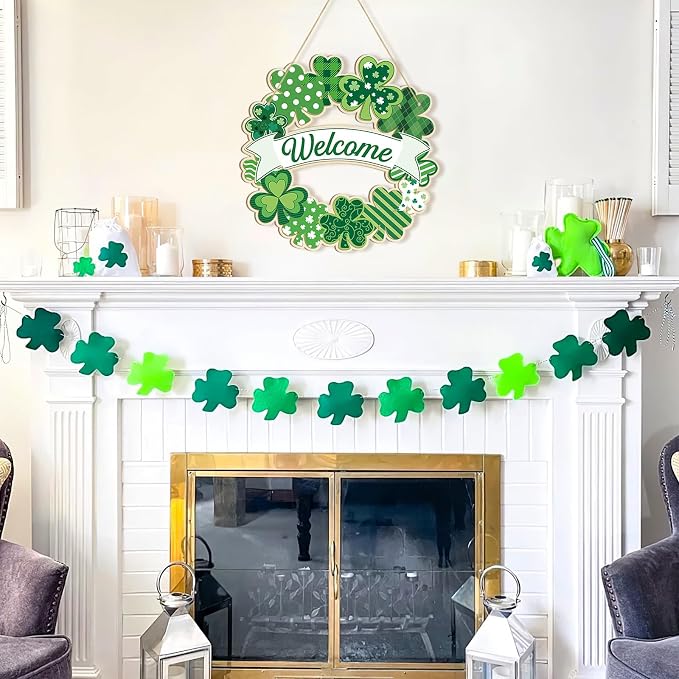 Large Size 12" Wooden Shamrock Ornaments to Paint, St. Patrick's Day Decoration