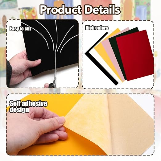 Biaungdo Yellow Self Adhesive Felt Sheets, 8 x 12 Inch | A4 Size, Felts Fabric