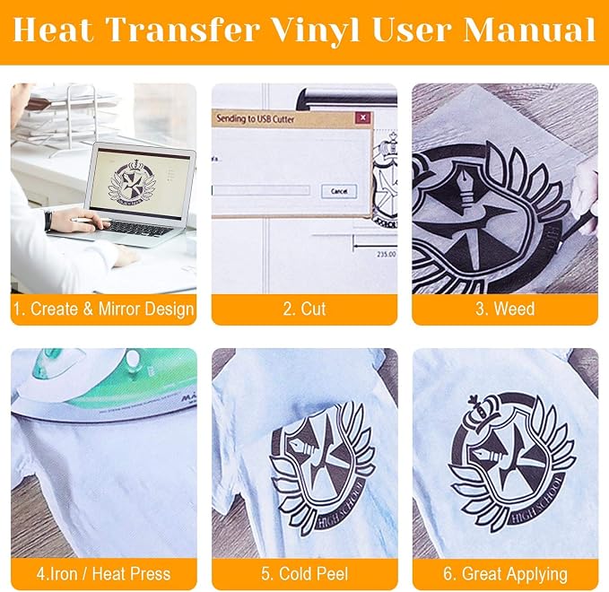 12" x 24ft Heat Transfer Vinyl Rolls, Flasoo 2 Rolls Black and White HTV Iron