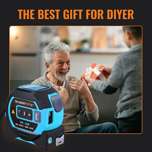 The Almighty Ruler Laser Tape Measure | Laser Distance Measurer, Heavy-Duty Tool