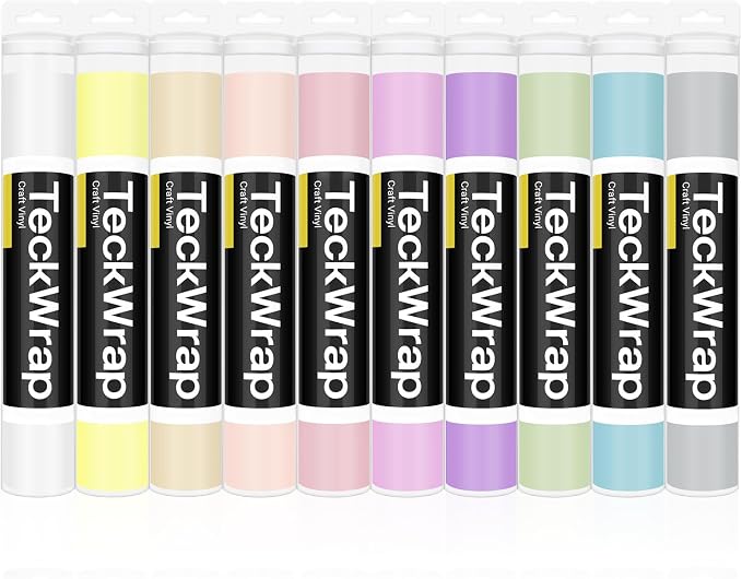 TECKWRAP 001 Matte Pastel Permanent Vinyl, 10 Boho Vinyl Adhesive Indoor &