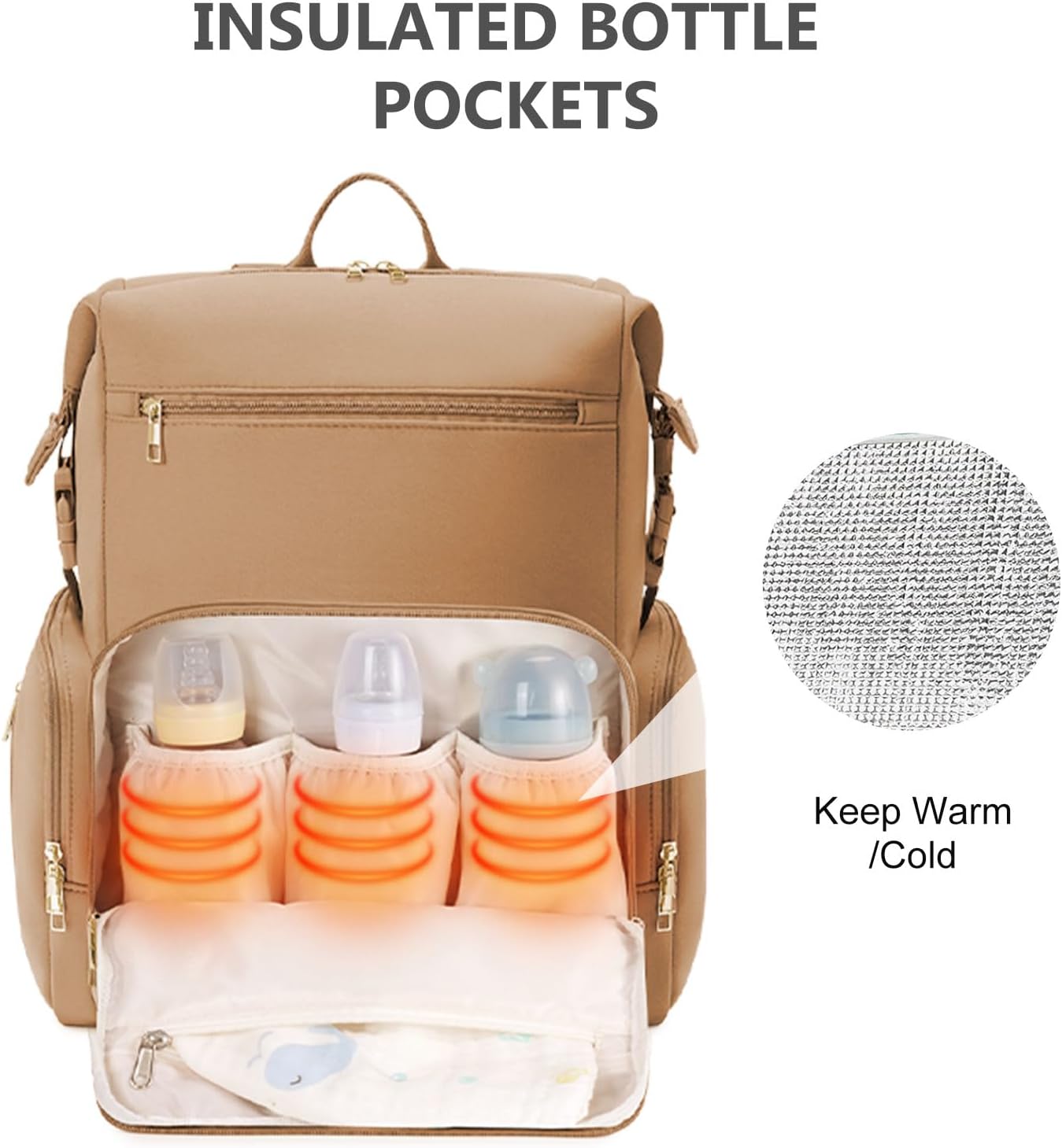 CEI-CEI Neoprene Diaper Bag Backpack Large Newborn Baby Maternity Bags Waterproof Travel Backpack for Mom Dad with Insulated Pockets,Changing Pad