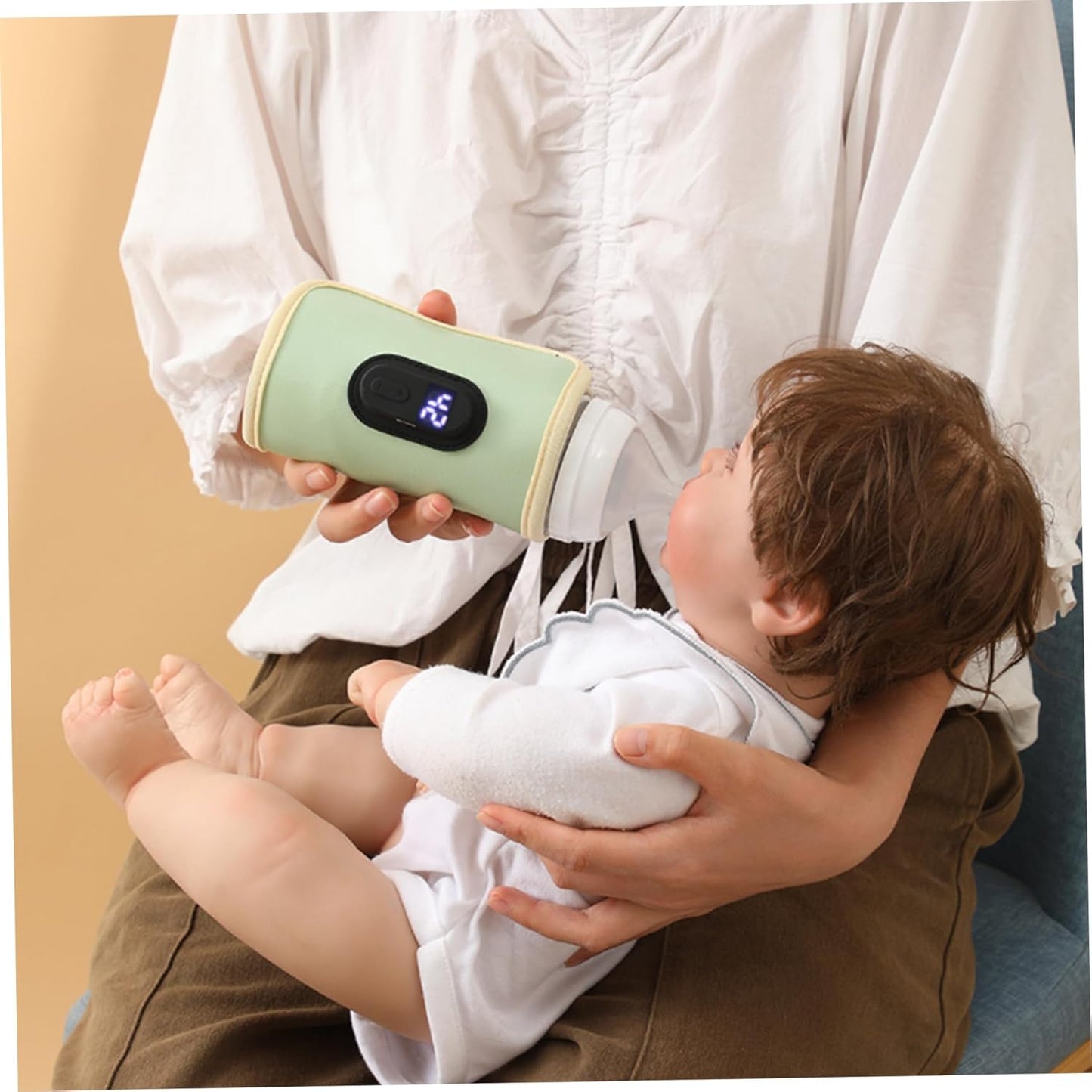 Portable Baby Bottle Warmer Portable Bottle Warmer 18W Quick Heating Baby Bottle Warmer Temperature Adjustable USB Baby Bottle Heater for Home Family Green