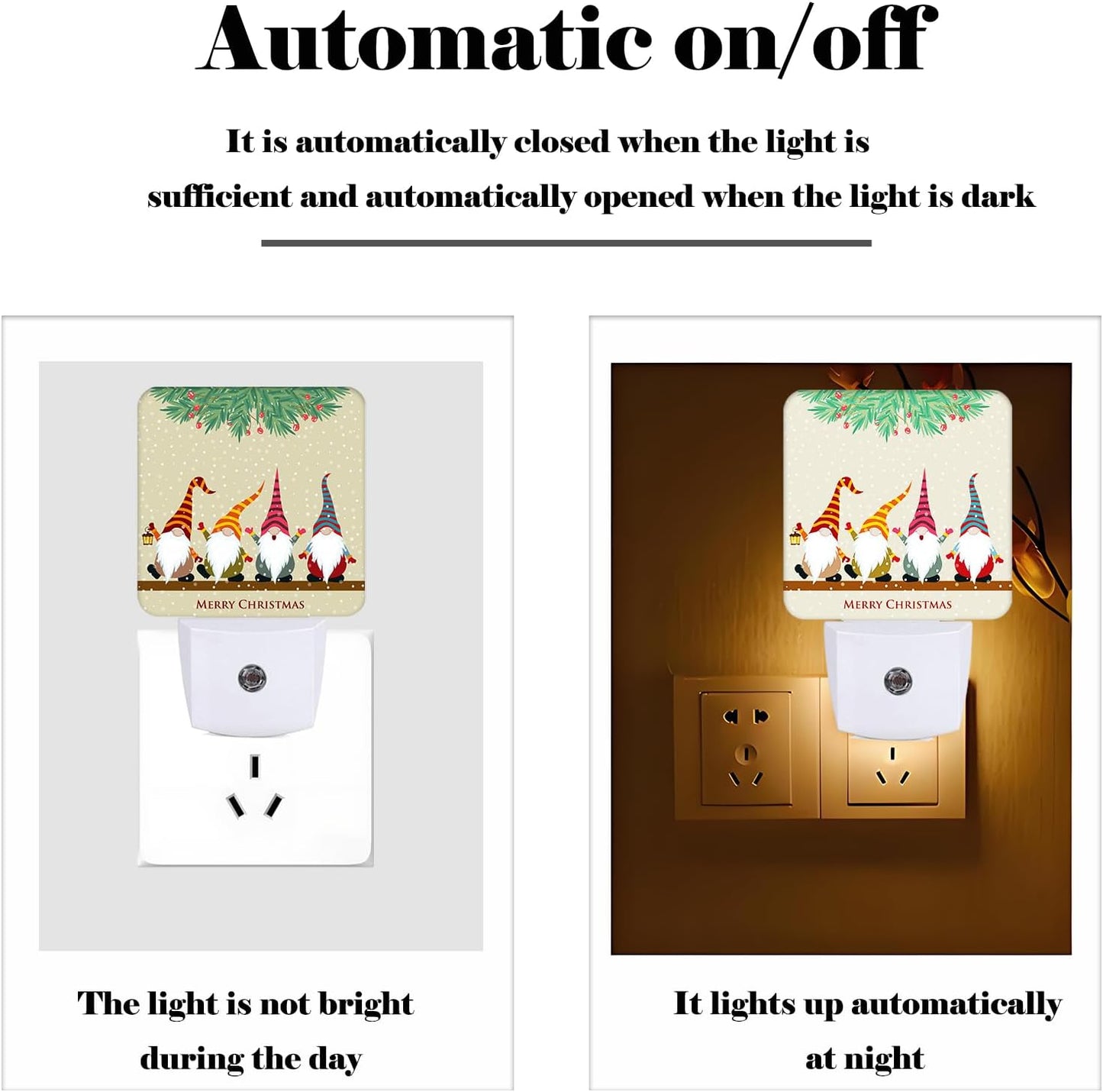 Christmas Gnomes Night Light,Plug-in Nightlights Auto Sensor Night Lamp Dusk to Dawn Lamp Home Decor for Nursery Children Girls Boys