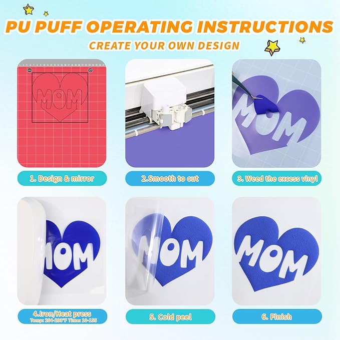 Puff Heat Transfer Vinyl, 12in X 5ft Iron on Vinyl | 3D Puff, Wash No Fade