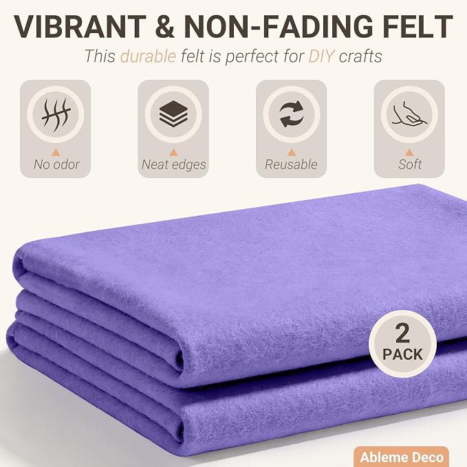 Felt Fabric Sheets 18" x 18" 1.6mm Soft Craft Felt, Lavender | Soft Precut Felt