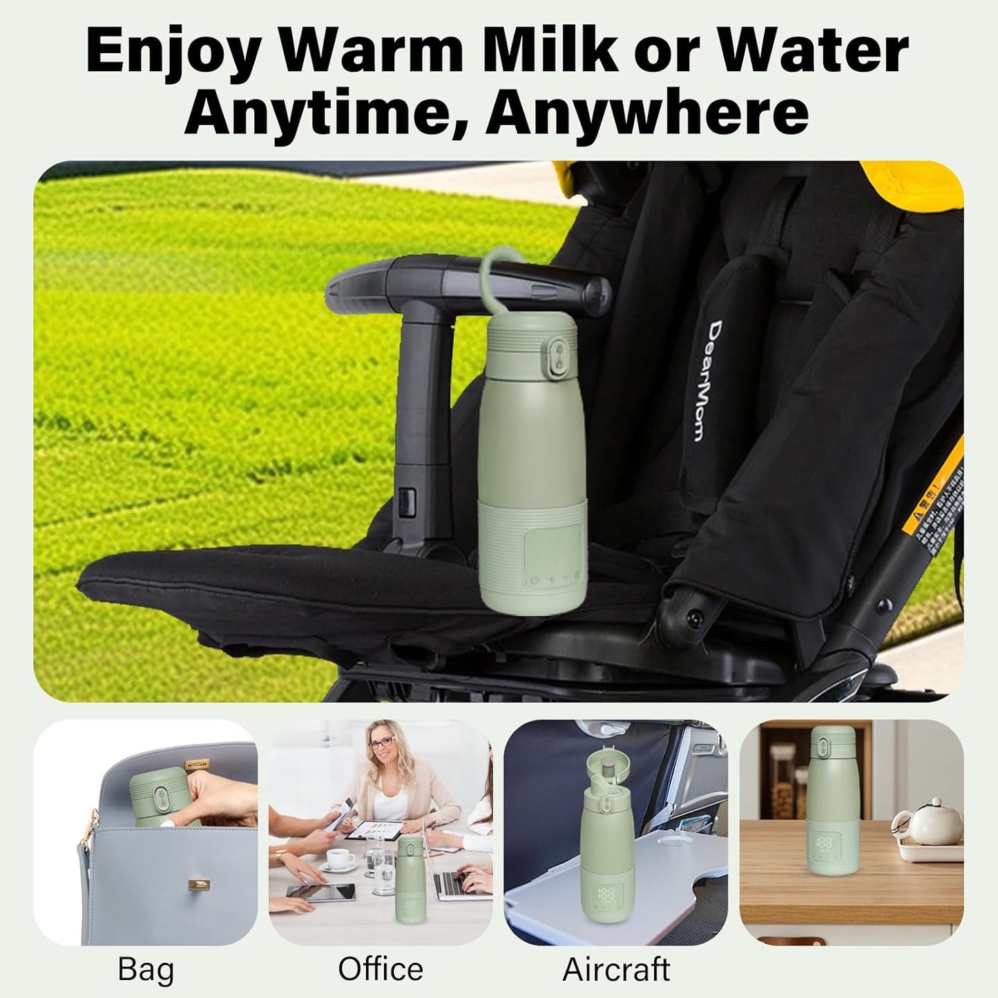 Portable Bottle Warmer for Travel 17 oz Portable Bottle Breast Milk and Water Warmer Fast Precision HeatingSafe Temp Control Adjustable for New Parents