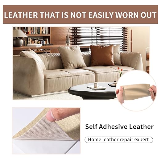 Leather Repair Patch Tape, Dark Grey 17 x 61 Inches Self Adhesive Leather