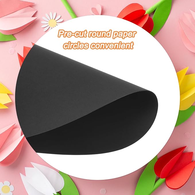 MECCANIXITY 60 PCS Black Circle Cutouts Paper, 6 Inch Round Cutouts 200gsm/75lb