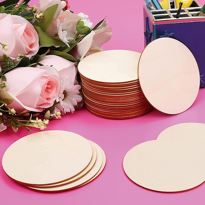 5Pcs 14 Inch Wood Circles for Crafts, Unfinished Blank Wooden Rounds Slice