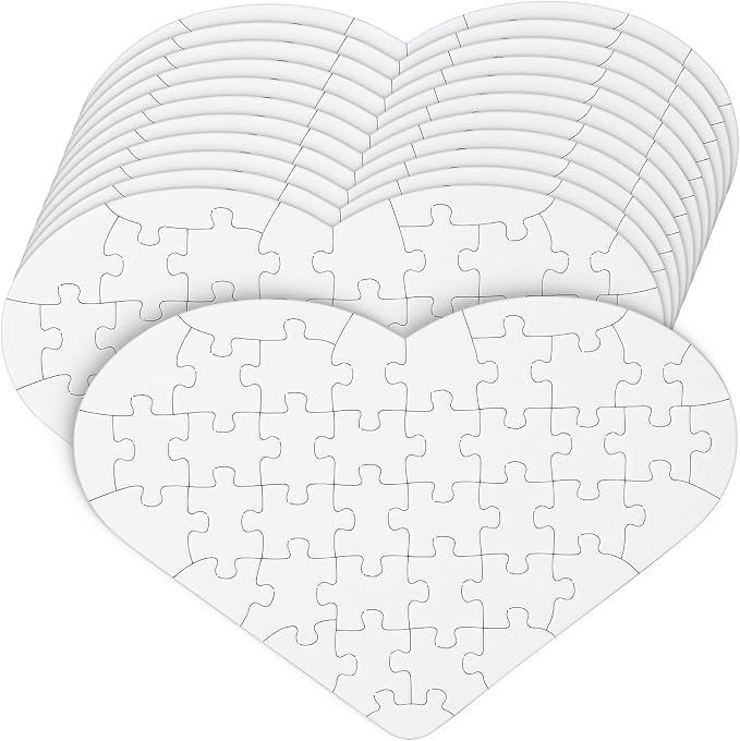 Mr. Pen- Blank Puzzle Bulk, 12 Pack, 40 Pieces/Pack, 9.3" x 6.2" | Heart Shaped