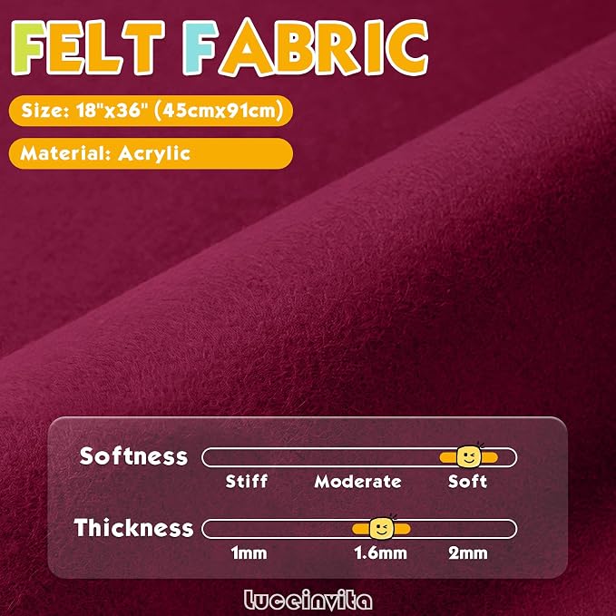 Dark Red 18" X 36" Felt Fabric Sheet