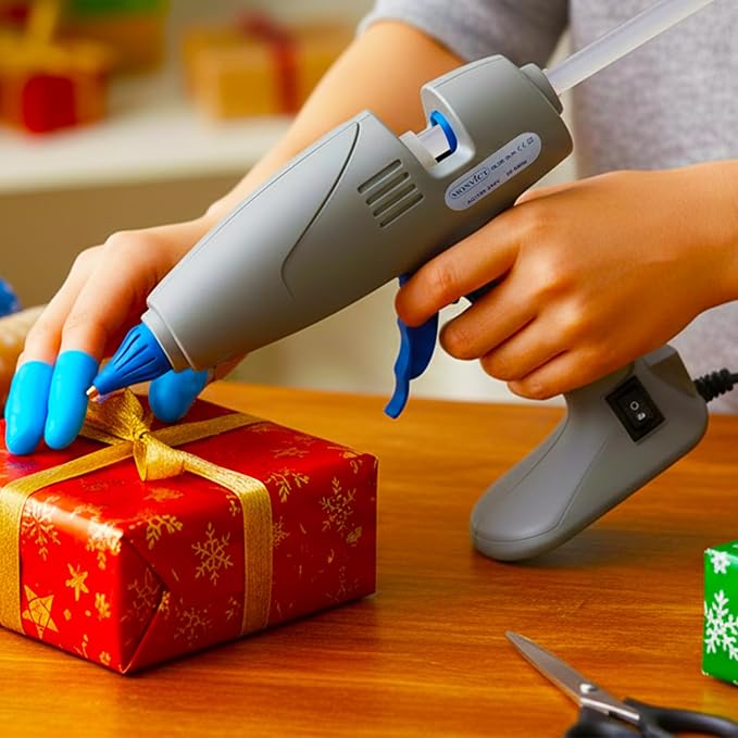 MONVICT Hot Melt Glue Gun with 7 Copper Nozzles, Heavy Duty | 3 Silicone Finger