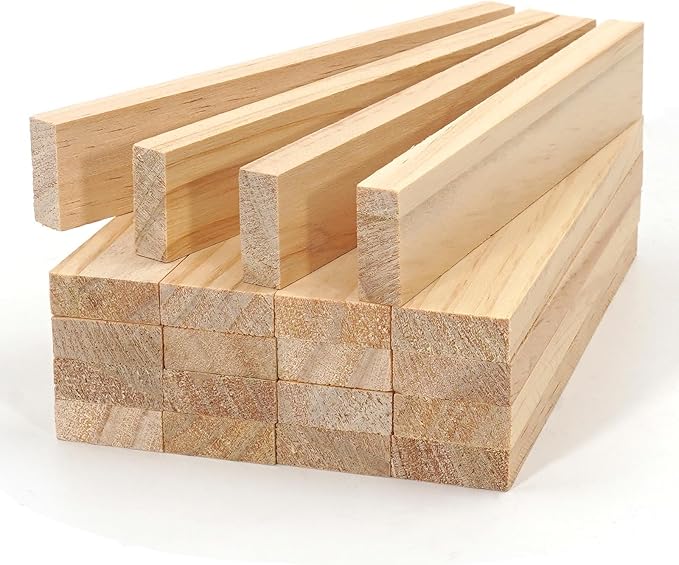 Wood Strips Slats for Wall, Square Wooden Dowels for Crafts 3/8"x 1" x 6"